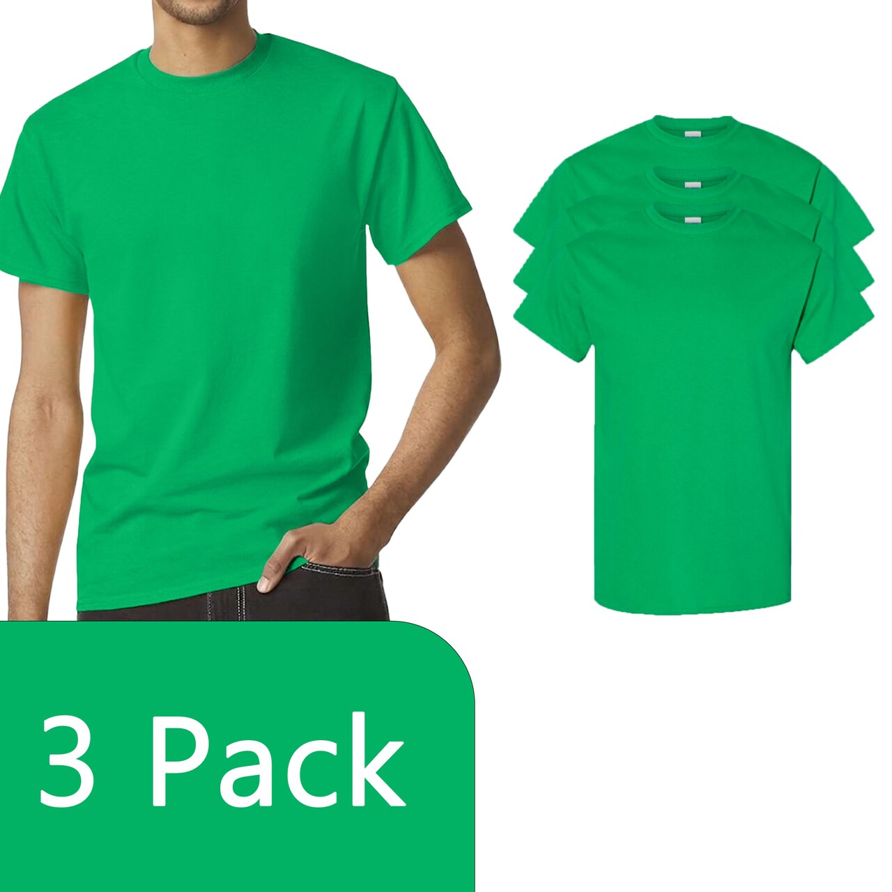 Gildan Heavy Cotton T-Shirt – Ring-Spun Cotton for Arts, Crafts & Printing Irish Green Value Pack Tee